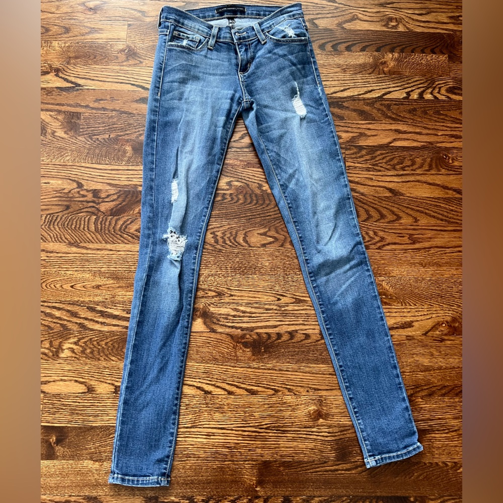 Flying Monkey skinny distressed low rise jeans